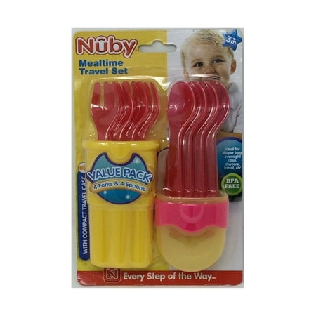 Nuby Baby Mealtime Travel Set With Case - yellow, one size