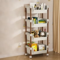 InsCrazy Caddy with Rollers Storage Rack Layer Storage Cart Mobile Storage Rack for Office, Living Room, Kitchen