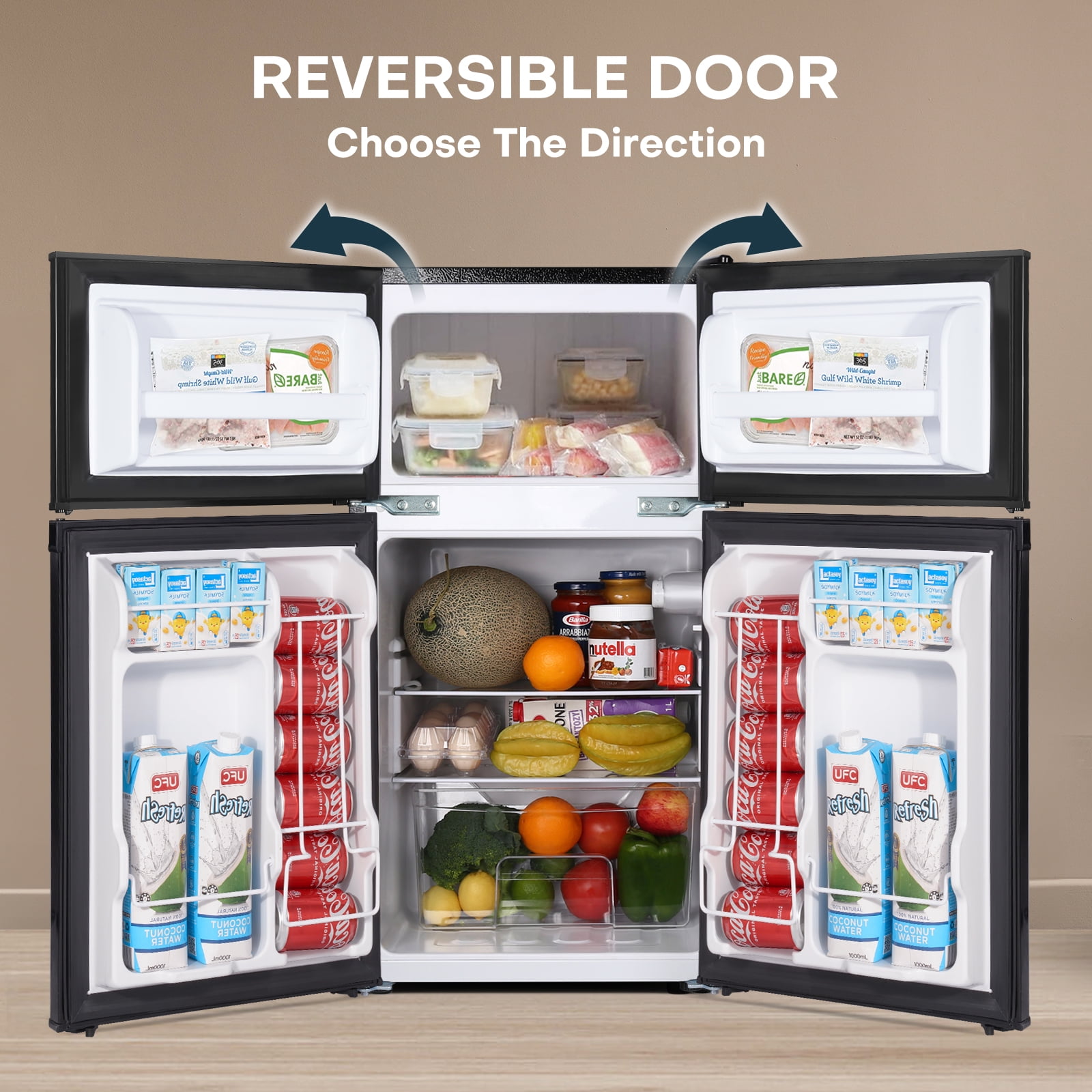 Upstreman 3.1 Cu.Ft Mini Fridge with Top Freezer, Two Door Compact Refrigerator Small Fridge for Home Kitchen Office Dorm Apartment Garage, BD311 Black