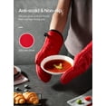 thumbnail image 4 of Oven Mitts, Heat Resistant Kitchen Oven Gloves 572Â°F, Non-Slip Silicone Surface, Extra Long Flexible Thick Mitts for Kitchen , Cooking , Baking , BBQ , Grid Red, 4 of 7