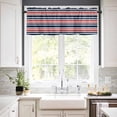 thumbnail image 3 of Stripe Window Valances for Kitchen, Red Navy Blue Contrast Abstract Rod Pocket Valances Windows Treatments Curtains for Living Room Bathroom Bedroom Decoration 54" x 18", 3 of 8