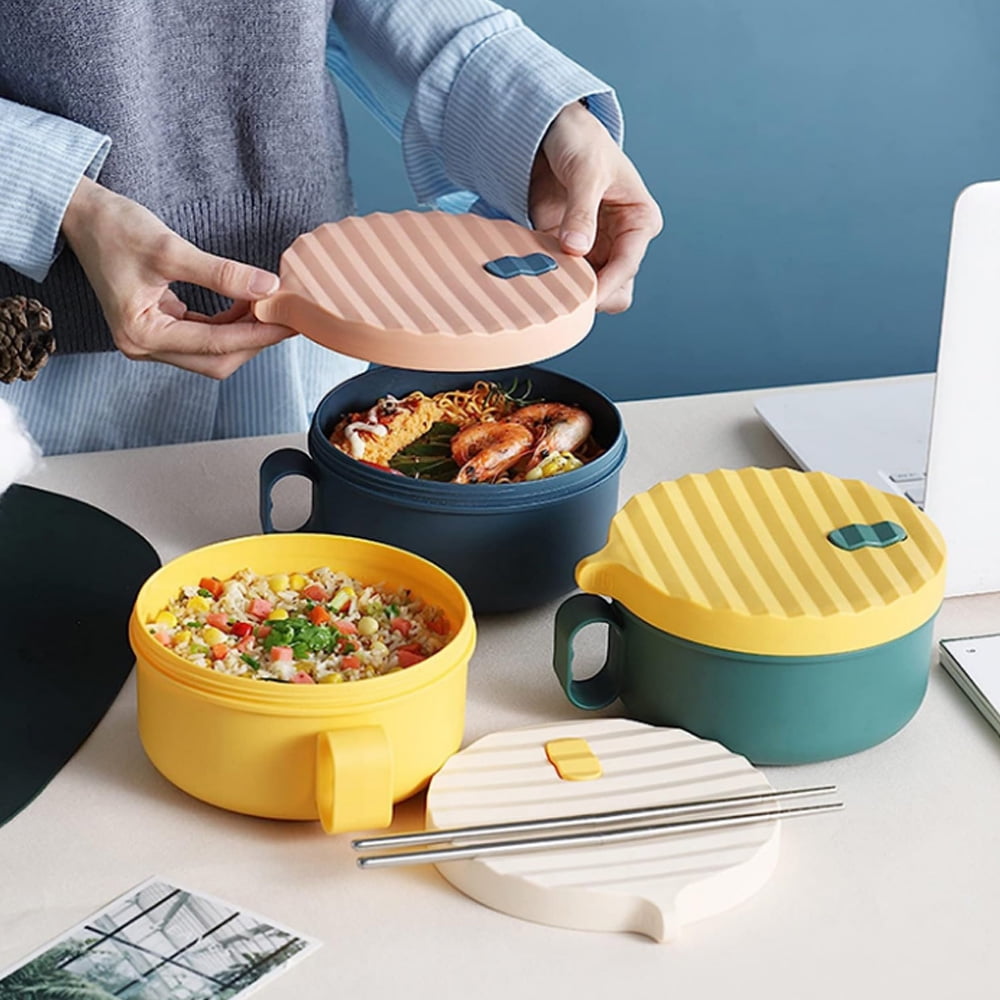 Ai Love Peace Microwave Ramen Bowl with Lid - Microwavable Noodle Cooker for Dorm Essentials, Ramen Maker, Microwave Safe Instant Noodles Soup Bowl
