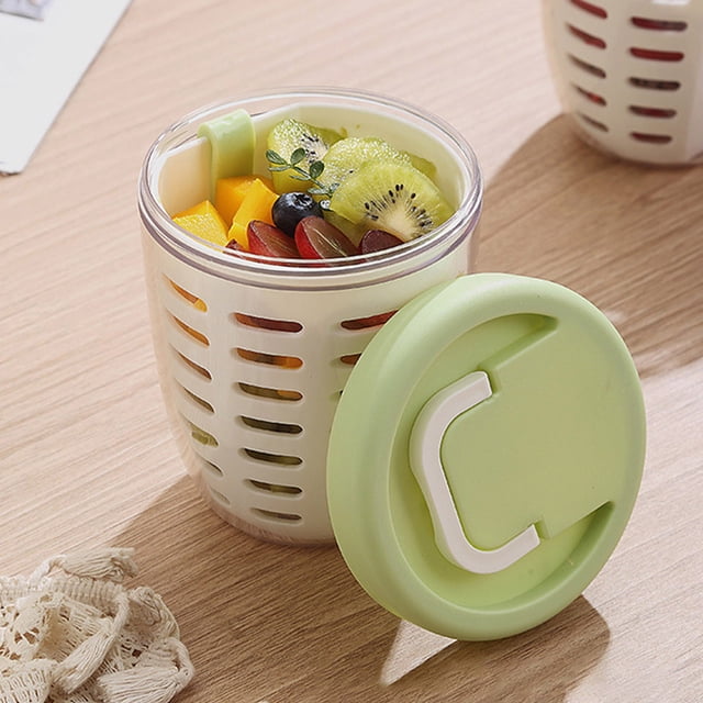 Vrorvz Portable Fruit Cup with Fork Storage Box Leak Proof Plastic Container for Picnic and Salad Carry with You Sealed Large Capacity for Freshness and Easy Carrying