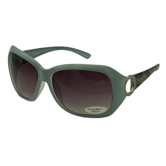 Ellen Tracy Womens Blue Plastic Rectangle Sunglass, Brown Lens 514. 3