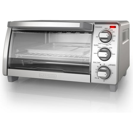 YUQUY 4-Slice Toaster Oven Toastoven TO1745SSG-1A - 4 Cooking Functions, Crumb Tray, Timer