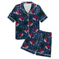 thumbnail image 7 of UngA Satin Christmas Pajamas Women Button Down Sleepwear Loungewear Top and Shorts Lounge Set Womens Christmas Pajamas,Size M, 7 of 7