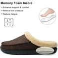 thumbnail image 4 of WOTTE Men's Slippers Fleece Fuzzy Lined Memory Foam Moccasin House Shoes for Indoor Outdoor, Coffee Size 9-10, 4 of 7
