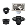 thumbnail image 5 of Kingston Brass BSFK6310PN Watercourse 4-Inch Brass Square Grid Shower Drain with Hair Strainer and Base Flange in Polished Nickel, 5 of 5