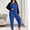 Blue, variant on Womens Plus Size Pajama Sets, Casual Soft Long Sleeve 2 Piece Sleepwear Sets White Size 4XL