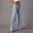 thumbnail image 5 of APEXFWDT Womens Jeans Mid Waisted Straight Leg Loose Stretchy Jeans for Women Trendy Full Length Wide Leg Jeans with Pocket L Blue, 5 of 8