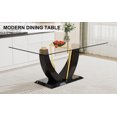 thumbnail image 3 of Modern Rectangle Dining Table with 0.31-inch tempered glass table top ,Dinner Room Table with Double U-shaped Base and Medium Density Board Legs ,Minimalist Table for Kitchen Dining Room,Black, 3 of 8