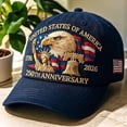 thumbnail image 2 of Eagle and Liberty United States 250th Anniversary Hat, Adjustable Bald Eagle Printed Patriotic Baseball for Men Women Multi,Available in a variety of colors, 2 of 7