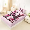 thumbnail image 4 of Erosebridal Floral Monogrammed H Twin Sheet Sets, Pink Damask Bedding, 3-Piece, 4 of 5