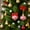 Pink, variant on Deeceymbur 12 Pcs Flocked Christmas Balls with Red Bows Vintage Tree Hanging Decor Ornaments 2.36Inch