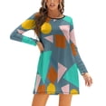 thumbnail image 1 of Retro Pattern With Blue Flare Dress Square Neck Dress Elegant Female Fashion Printed Dress Retro Pattern Short Dress Y2K, 1 of 5