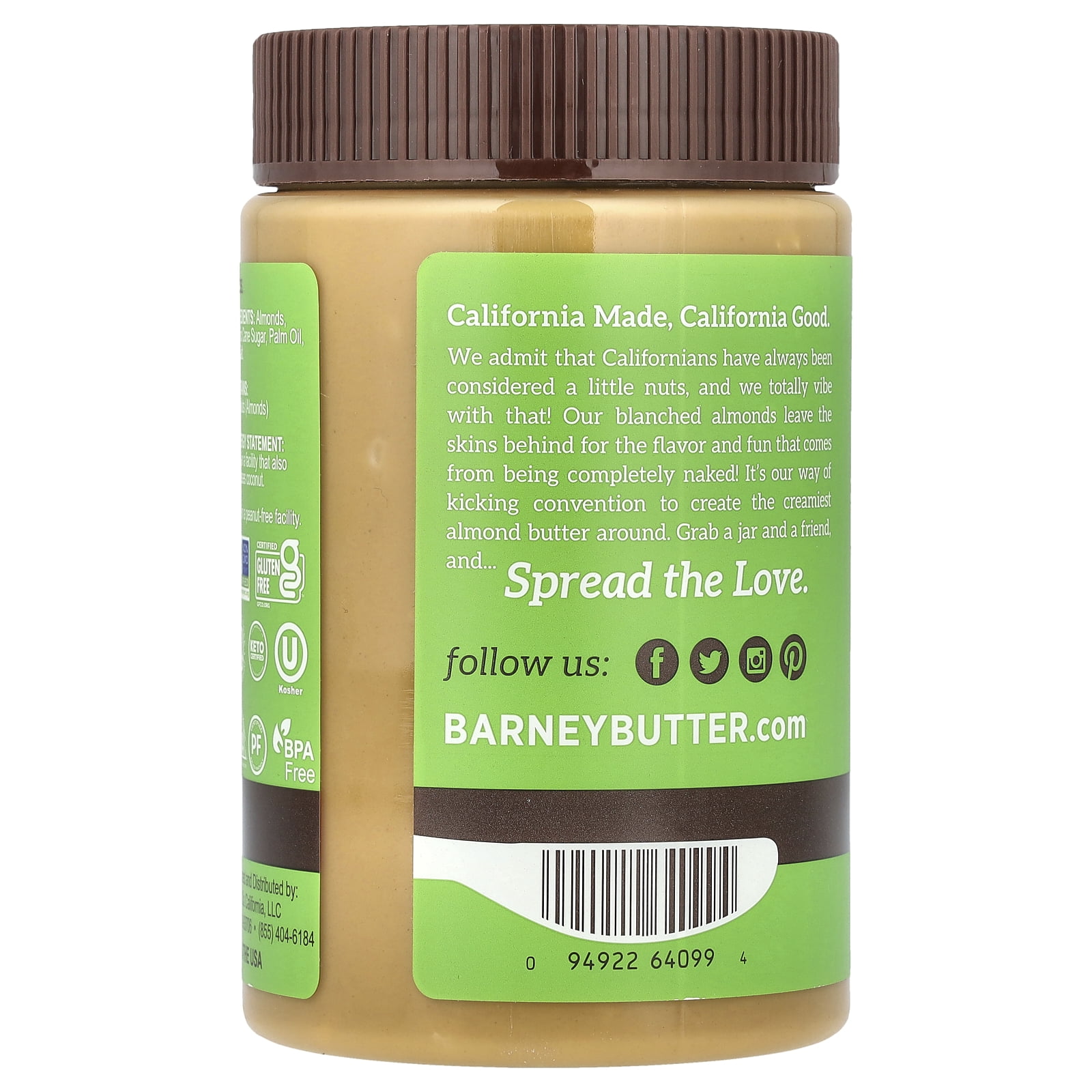 Barney Butter Almond Butter Crunchy, 16 oz