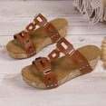 thumbnail image 6 of Dakaela Wedge Sandals for Women Casual Summer Dressy Cork Platform Slides Comfortable Strappy Slip on Slippers with Arch Support Brown 6, 6 of 9