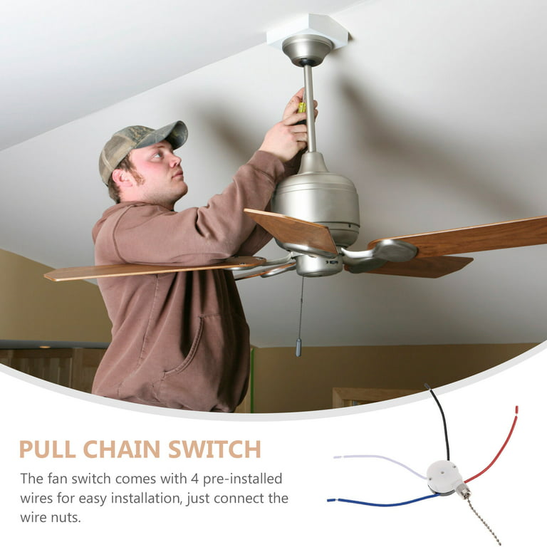 Pull Chain 3 Gear 4 Wire Ceiling Fan