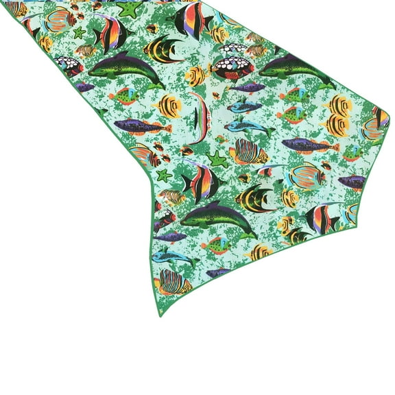 Cotton Print Table Runner Animal Fish Aquarium