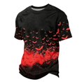 thumbnail image 6 of Halloween Corduroy Shirt for Men Spooky Bat Print Short Sleeve Graphic Tees Halloween Costumes Red 4XL, 6 of 7