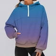 thumbnail image 2 of Women's Half Zip Hoodie Sweatshirt with Pockets Casual Loose Fit Fleece Jacket for Daily Wear Streetwear Loungewear Fashion Essential Gift | Sopatenor,Blue XL, 2 of 9