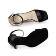 thumbnail image 4 of BLISSFUL STEP Women's Textu Square Toe Buckle Ankle Strap Stiletto Heel Sandals Black 7, 4 of 7