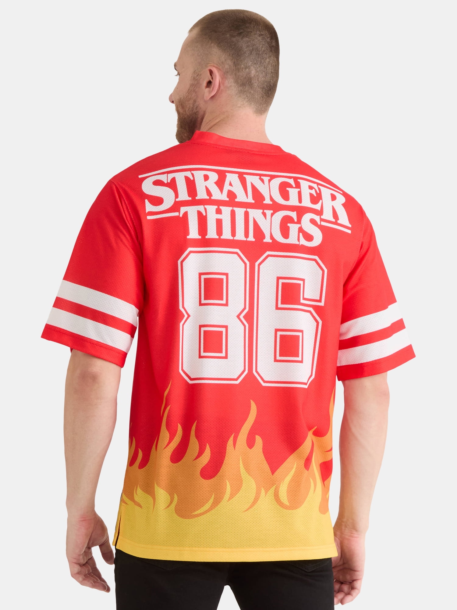 Netflix Stranger Things Hellfire Club Men's and Big Men's Front Back Graphic Football Jersey with Short Sleeves, Sizes S-3XL