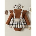 thumbnail image 3 of Suealasg Baby Girls 2Pcs Spring Outfit 3 6 9 12 18 Months Infant Girls Long Sleeve Ruffle Plaid Patchwork Romper Dress + Headband Set  Newborn Girl Fall Clothing, 3 of 8