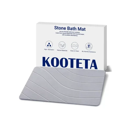 Open Box KOOTETA STONE BATH MAT DIATOMACEOUS EARTH SHOWER MAT - LIGHT GRAY