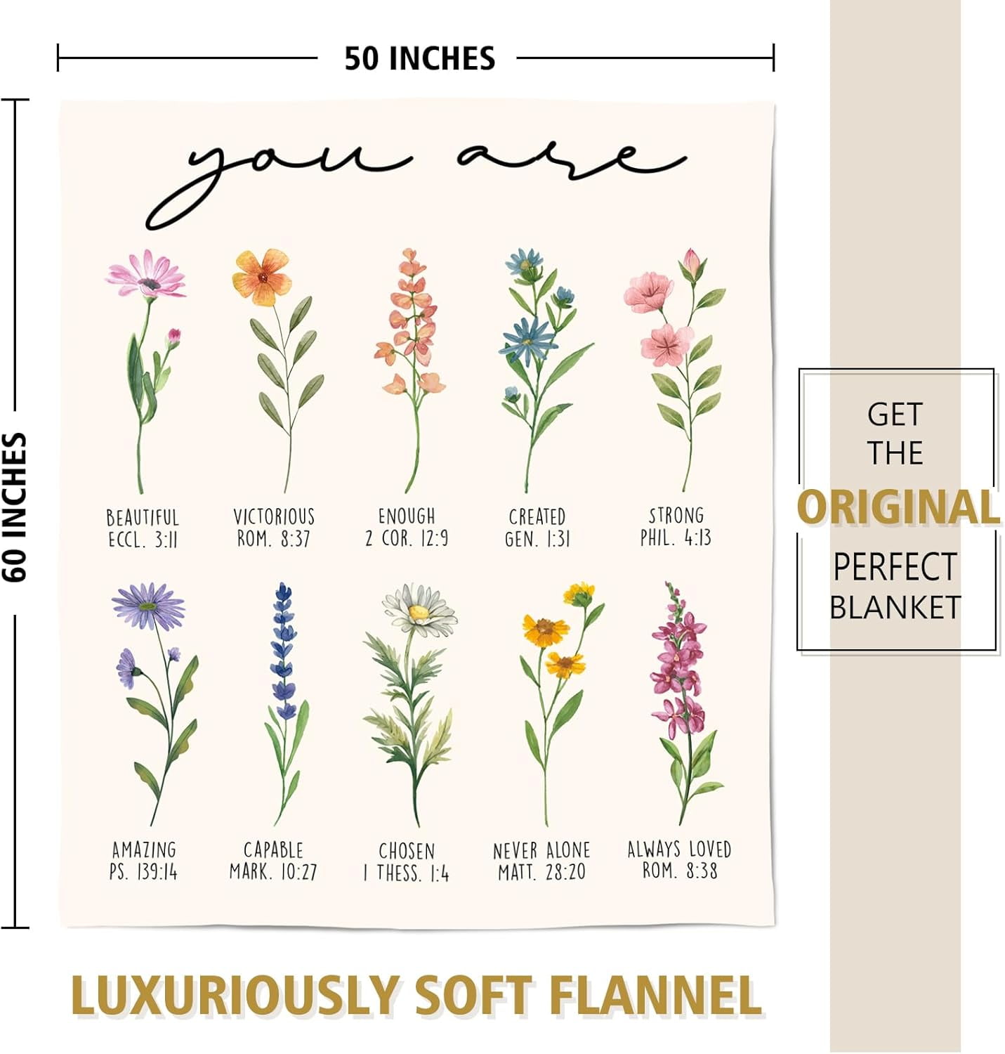 Afterprints Christian Gifts for Women Christian Blanket with Flowers Birthday Gifts for Women Inspirational Religious Gifts for Sister Friend Daughter Mom Soft Throw Blankets 50'' x 60''