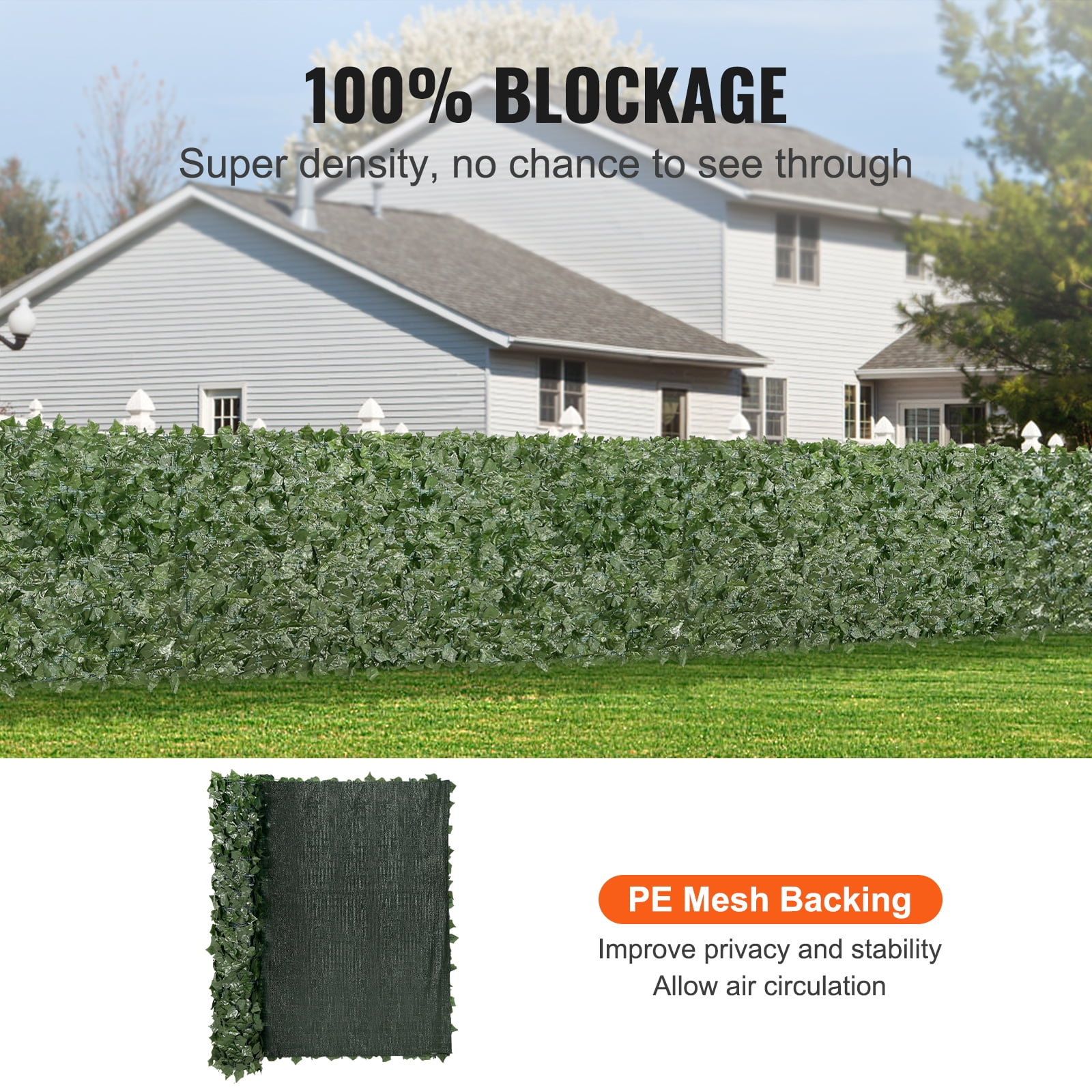 KFFKFF Artificial Ivy Privacy Fence, 59 x 98 in Green Wall Screen with Mesh Backing and Reinforced Joints, Decorative Faux Hedge for Outdoor Spaces like Gardens, Yards, and Balconies