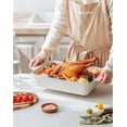 thumbnail image 4 of Mikigey Large Ceramic Baking Dish, Casserole Dishes for Oven with Handles, 9x13 Rectangular Lasagna Pan, Durable Baking Pan for Cooking, Oven Safe, Off-White, 4 of 7
