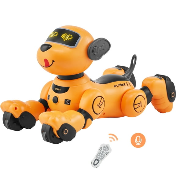 KFFKFF Wireless Operated Canine Toy, 2.4GHz RC Canine Intelligent Interactive Mechanical Companion for Children with Tracking Capability, Tactile & Auditory Command, Melodic Movement RC Trick Toy