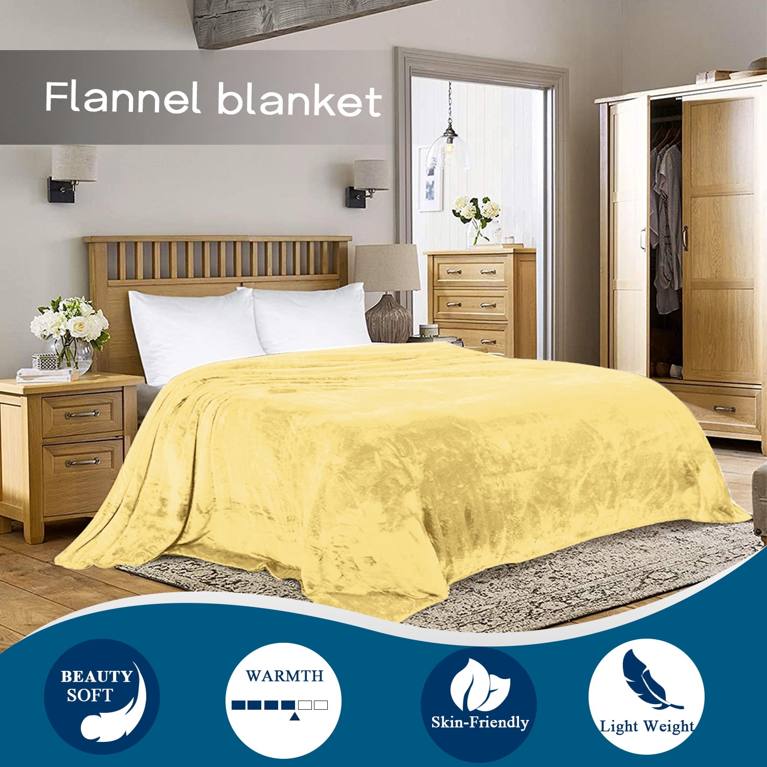 Soft Microfiber King Blanket for Sofa, Plush Flannel Fleece Blanket