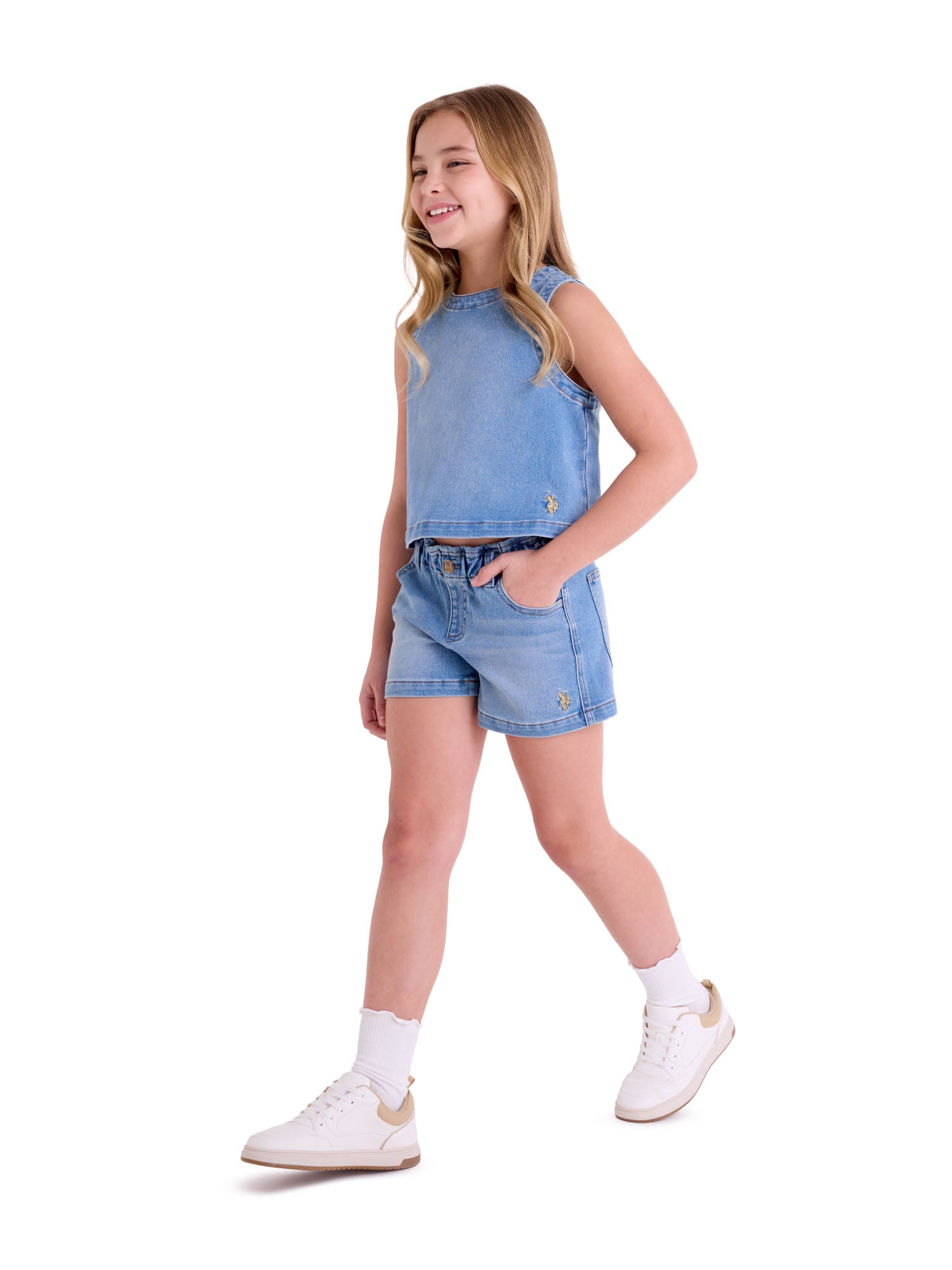U.S. Polo Assn. Girls Knit Denim Top, Sizes 4-18