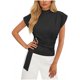 thumbnail image 2 of Camisas de Manga Corta para las Mujeres Casual V-Cuello Plegado Vendaje Suéter Blusa, Ligero Top de Verano, 2 of 6