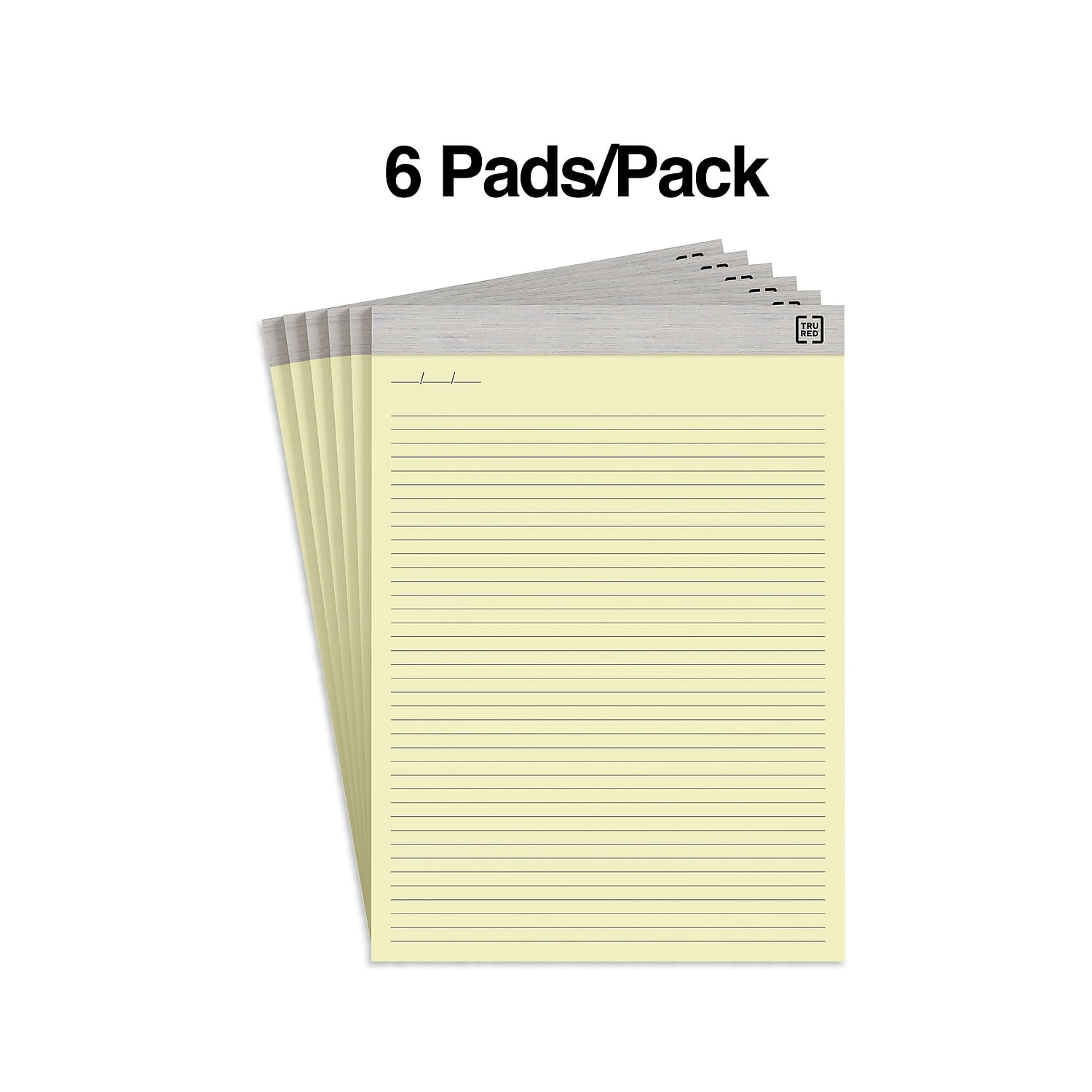 Staples TRU RED Notepads 8.5" x 11.75" Narrow Ruled Canary 50 Sheets/Pad 6 Pads/Pack (TR57377)