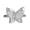 thumbnail image 4 of Rhodium Plated Sterling Silver 925 Butterfly Ring Micro Pave Band White Cubic Zirconia Female Size 9, 4 of 4