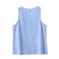 thumbnail image 5 of Spring Summer Shirts for Women Vertical Striped Button Front Tank Tops Scoop Neck Linen Blend Top Breathable Office Casual Summer Blouse Blue XL, 5 of 7