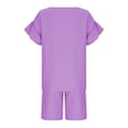 thumbnail image 5 of HaiMao Girls Summer Outfits Clearance 2 Piece Cute Ruffle Sleeve T-Shirt and Shorts Clothing Sets Purple 10-11Years, 5 of 8