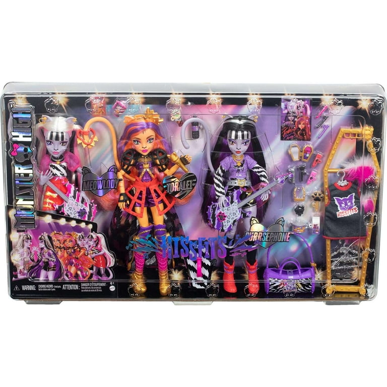 Mattel Monster High Dolls 3-Pack, Toralei Stripe, Meowlody