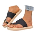 thumbnail image 3 of Women Sandals Jute Textured Toe Post Sandals For Comfortable Slip On Beach Summer Casual Flat Footwear ,Us Size:7, 3 of 9
