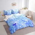 thumbnail image 3 of Manfei Watercolor Snowflakes Twin Bedding Sets 7pcs, Girls Blue Ombre Bedding Comforter Set, Kids Cute Sheet Sets, Breathable Home Decor, 3 of 8