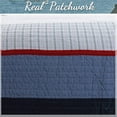 thumbnail image 6 of Cozy Line Navy Blue Red Striped Boy 100% Cotton 3 Piece Reversible Quilt Set, Queen, 6 of 7