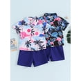thumbnail image 7 of JYYYBF Toddler Boys Summer Outfits Tree Print Button Short Sleeve Beach Shirt and Elastic Shorts for 2 Piece Vacation Clothes, 7 of 7