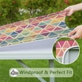 thumbnail image 6 of Multi Color Triangle Checkered Pattern Square Fitted Tablecloth with Elastic Edge,Square Table Cover,Washable Elastic Table Cover for Home Kitchen Party Decor 34"x34", 6 of 6