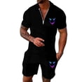 thumbnail image 2 of Short Sets for Men Relaxed Fit Breathable Quarter Zip Polo Tshirt and Shorts 2 Piece Matching Set Mens Summer Outfits, 2 of 4