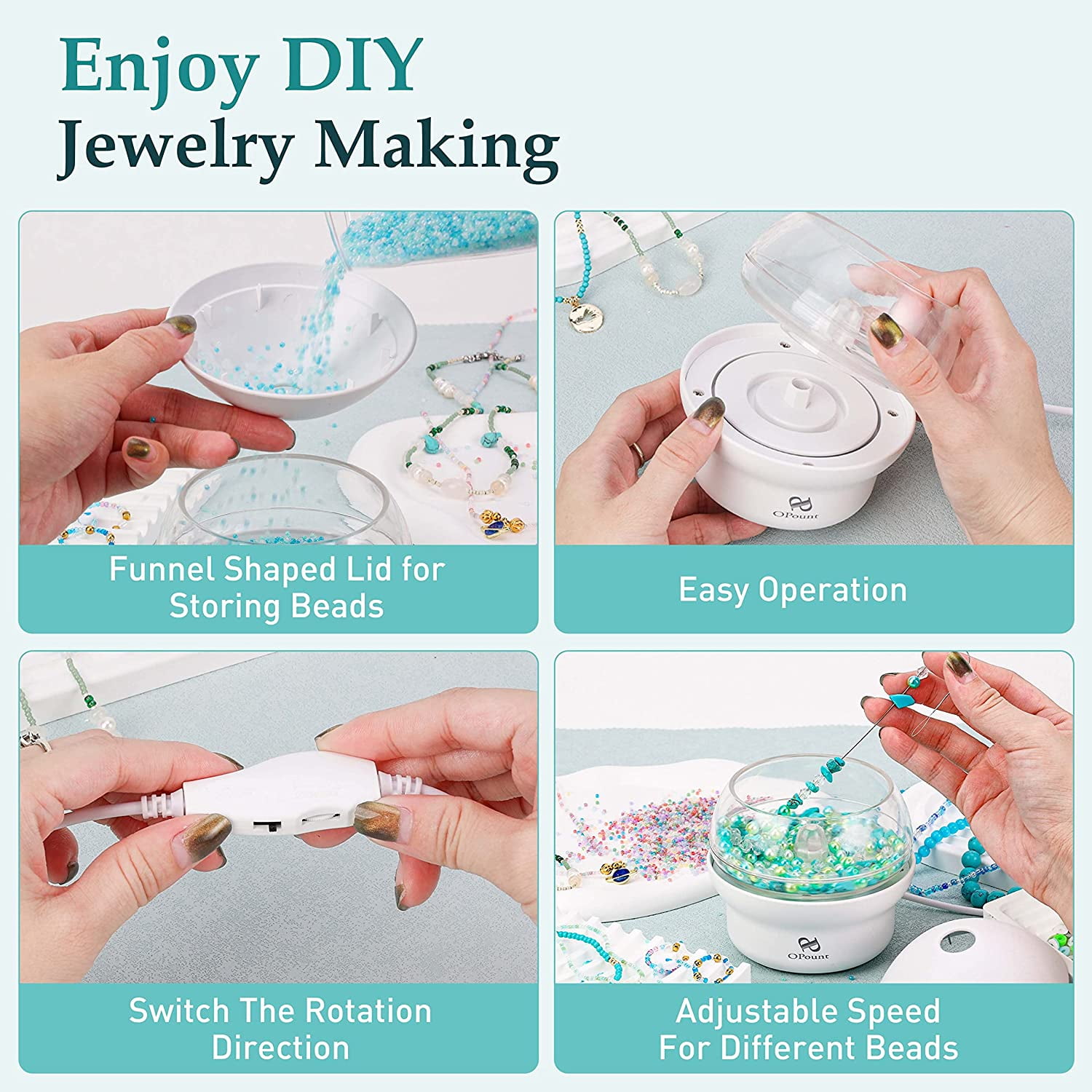 Xinyi Electric Bead Spinner | Clay Bead Spinner | Seed Bead Spinner with 3171 Pcs Jewelry Beads Set, Fast Beading Bead Spinner Machine for Jewelry Making (