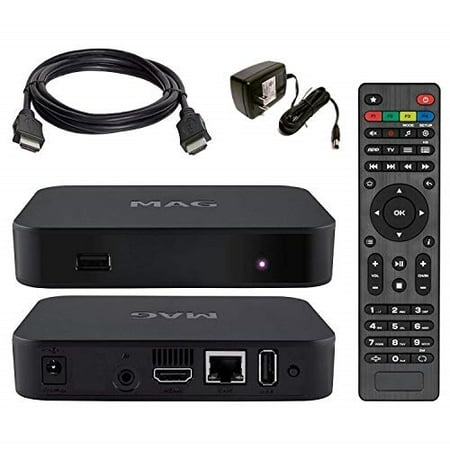 mag 322 w1 iptv box + in built wifi + hdmi cable + remote + power