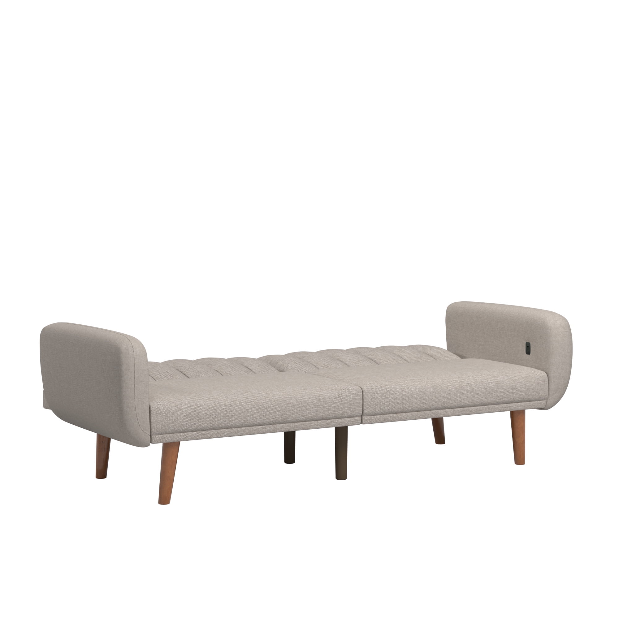 Weston Home Fosnavag Upholstered Convertible Futon Sofa Bed with USB, Light Grey Linen